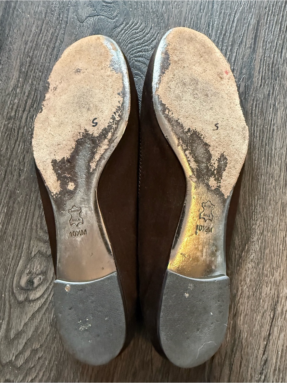 RARE Tory Burch Brown Leather Ballet Flats with Crystal Logo - Picture 4 of 5